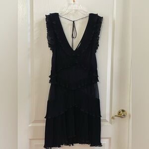 ZIMMERMANN Super 8 Frill Black Mini Dress Size 3